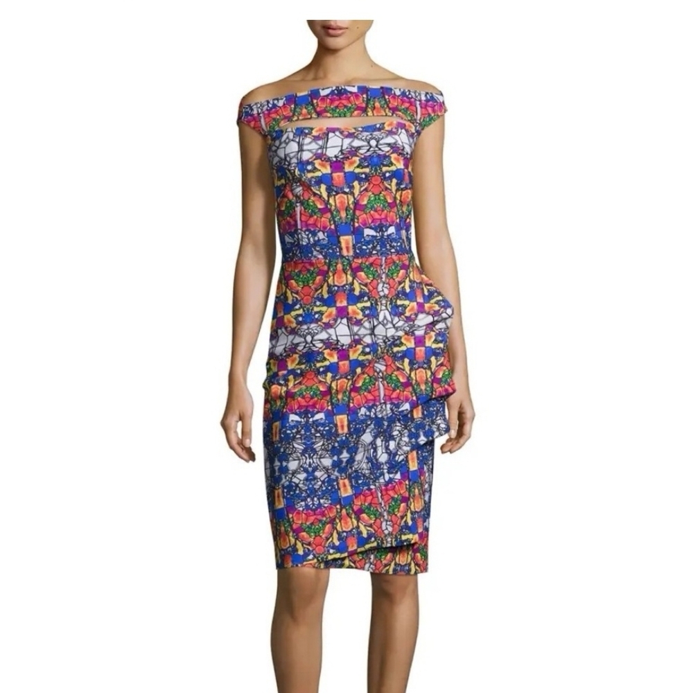 CHIARA BONI MELANIA Colorful Off-Shoulder Dress